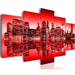 Canvas-taulu Artgeist Punainen hehku yli New Yorkin, 5-osainen, eri kokoja