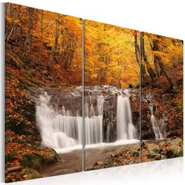 Canvas-taulu Artgeist A waterfall in the middle of fall trees, eri kokoja