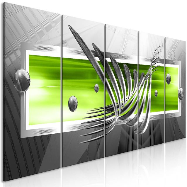 Taulu Artgeist Silver Wings Green, 5-osainen, kapea, eri kokoja