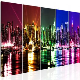 Canvas-taulu Artgeist Rainbow New York, 5-osainen, kapea, eri kokoja