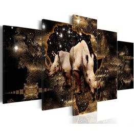 Canvas-taulu Artgeist Golden Rhino, 5-osainen, leveä, eri kokoja