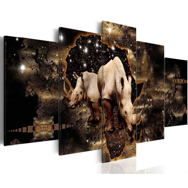 Taulu Artgeist Golden Rhino, 5-osainen, leveä, eri kokoja