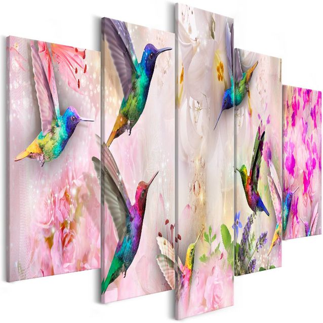 Taulu Artgeist Colourful Hummingbirds Pink, 5-osainen, leveä, eri kokoja