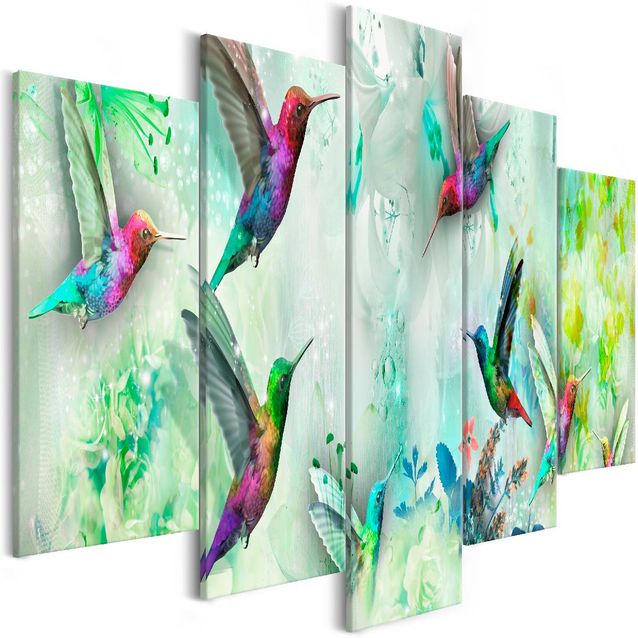 Taulu Artgeist Colourful Hummingbirds Green, 5-osainen, leveä, eri kokoja