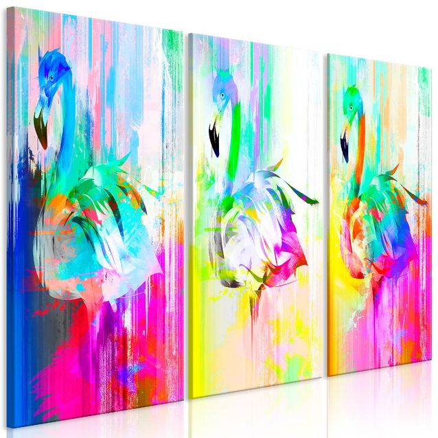 Taulu Artgeist Colourful Flamingos, 3-osainen, eri kokoja