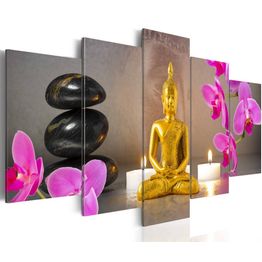 Canvas-taulu Artgeist Golden Buddha and orchids, eri kokoja