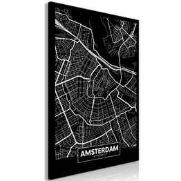 Canvas-taulu Artgeist Dark Map of Amsterdam, 1-osainen, pystysuuntainen, eri kokoja
