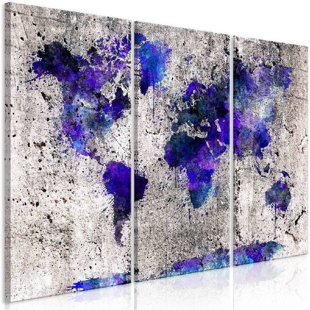 Taulu Artgeist World Map: Ink Blots, 3-osainen, eri kokoja
