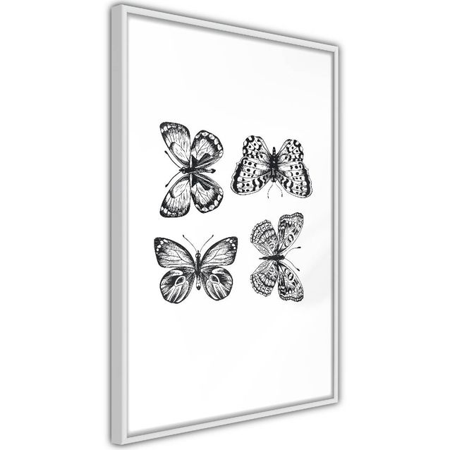 Juliste Artgeist Four Butterflies kehyksillä eri kokoja