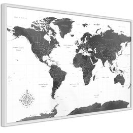Juliste Artgeist Monochrome Map kehyksillä eri kokoja