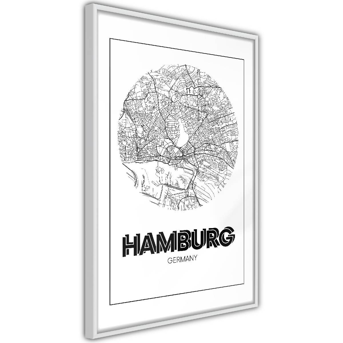Juliste Artgeist Retro Hamburg kullanvärinen kehys 30x20cm