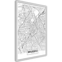 Juliste Artgeist Map of Brussels kehyksillä eri kokoja