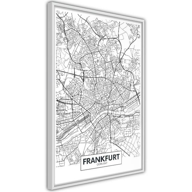 Juliste Artgeist Map of Frankfurt kehyksillä eri kokoja