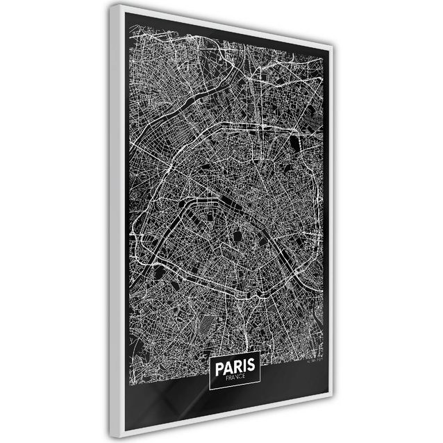 Juliste Artgeist Dark Map of Paris kehyksillä eri kokoja