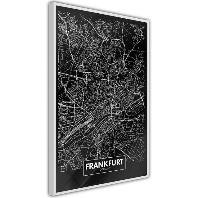 Juliste Artgeist Dark Map of Frankfurt kehyksillä eri kokoja