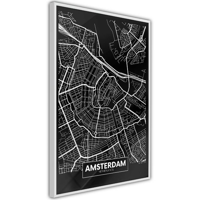 Juliste Artgeist Dark Map of Amsterdam kehyksillä eri kokoja