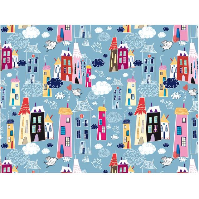 Lastenhuoneen tapetti Artgeist Kaupunki ja pilviä, eri kokoja