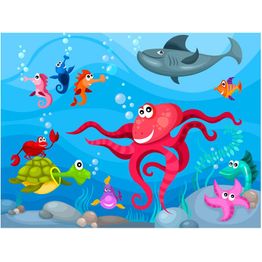 Lastenhuoneen tapetti Artgeist Octopus and shark, eri kokoja
