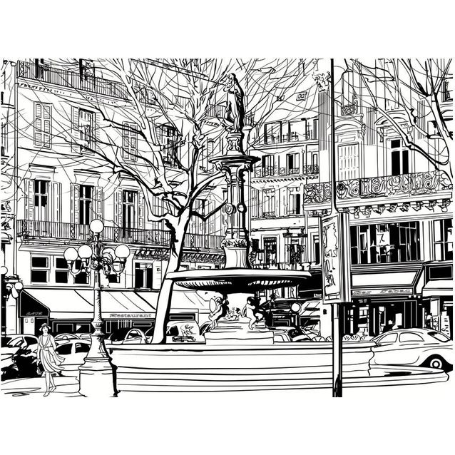Kuvatapetti Artgeist Sketch of parisian fountain eri kokoja