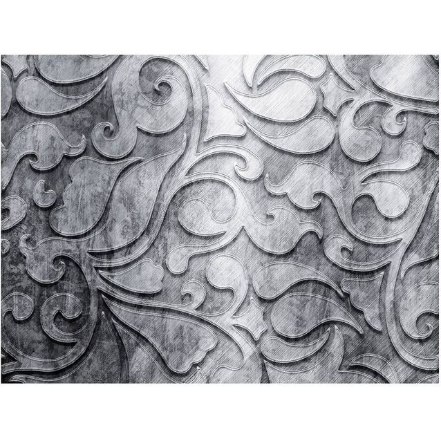 Kuvatapetti Artgeist Kukkakuvio - Hopea tausta eri kokoja