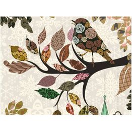 Kuvatapetti Artgeist Lintu puunoksalla tikkutäkki eri kokoja