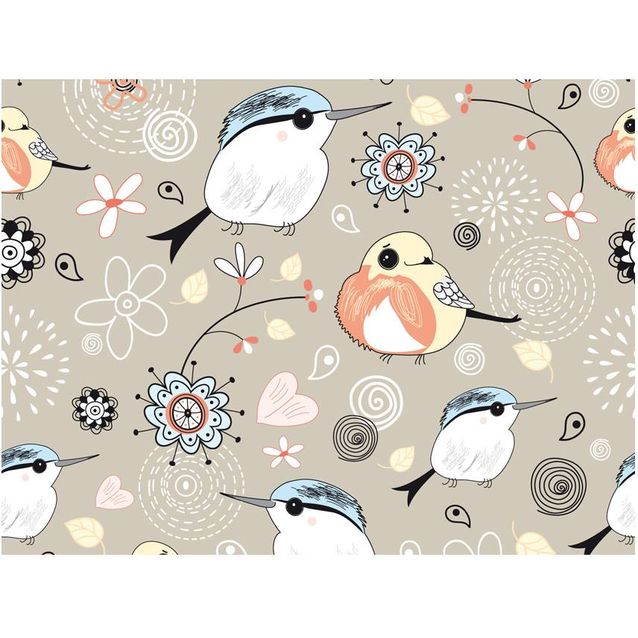 Lastenhuoneen tapetti Artgeist Luonnollinen kuvio lintujen kanssa, eri kokoja