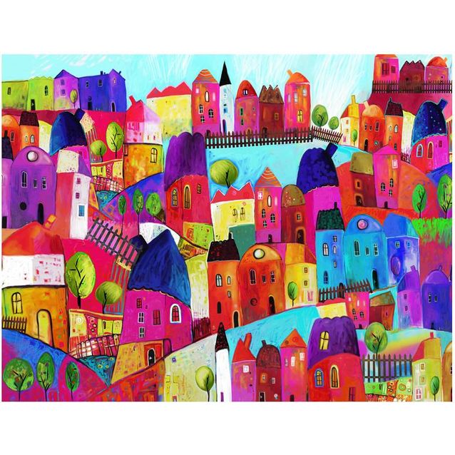 Kuvatapetti Artgeist Rainbow-hued town eri kokoja