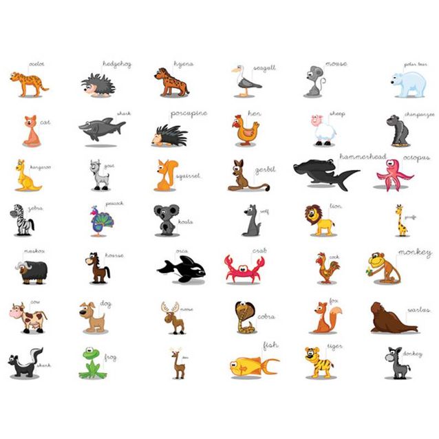 Lastenhuoneen tapetti Artgeist Learning by playing: Animals, eri kokoja