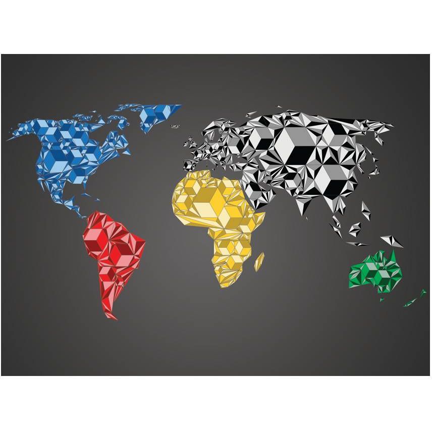 Kuvatapetti Artgeist Map of the World - colorful solids 309x400cm