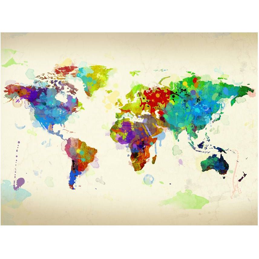 Kuvatapetti Artgeist Paint splashes map of the World 193x250cm