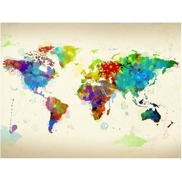 Kuvatapetti Artgeist Paint splashes map of the World eri kokoja