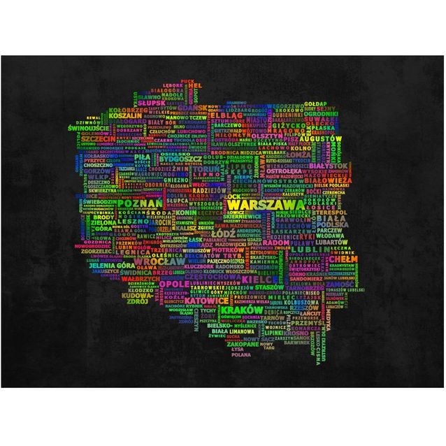 Kuvatapetti Artgeist Värikäs Puolan kartta eri kokoja