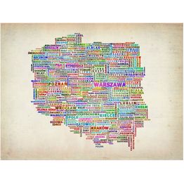 Kuvatapetti Artgeist Värikäs Puolan kartta II eri kokoja