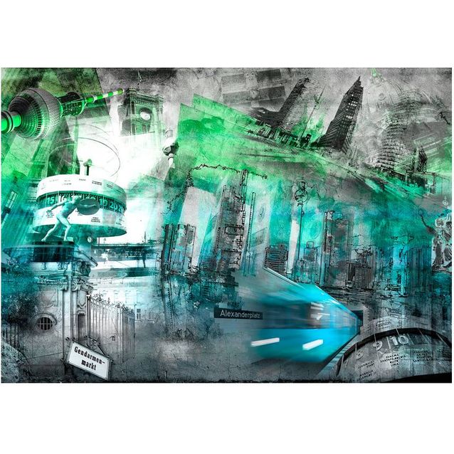 Kuvatapetti Artgeist Berlin - Green Collage eri kokoja