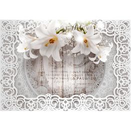 Kuvatapetti Artgeist Lilies and Wooden Background eri kokoja