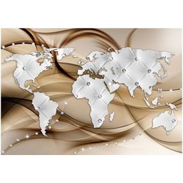 Kuvatapetti Artgeist World Map - White & Diamonds eri kokoja