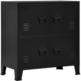 Arkistokaappi 4 ovella teollinen musta 75x40x80 cm teräs