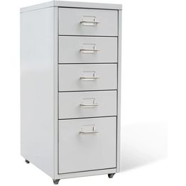 Arkistokaappi 5 vetolaatikolla 68,5 cm harmaa teräs