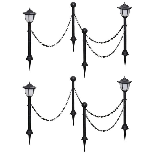 Aurinkoenergiavalaisimet 4 kpl ketju-aidalla ja pylväillä_1