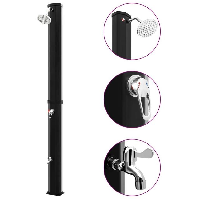 Aurinkolämmitteinen ulkosuihku, suihkupää ja hana 35 l musta_1