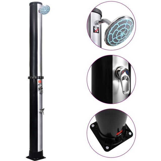 Aurinkolämmitteinen ulkosuihku, suihkupää ja hana 40 l_1