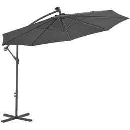 Aurinkovarjo led-valoilla & teräspylväällä 300cm antrasiitti