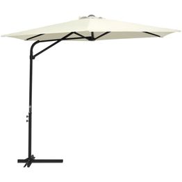 Aurinkovarjo terästangolla 300 cm hiekanvalkoinen