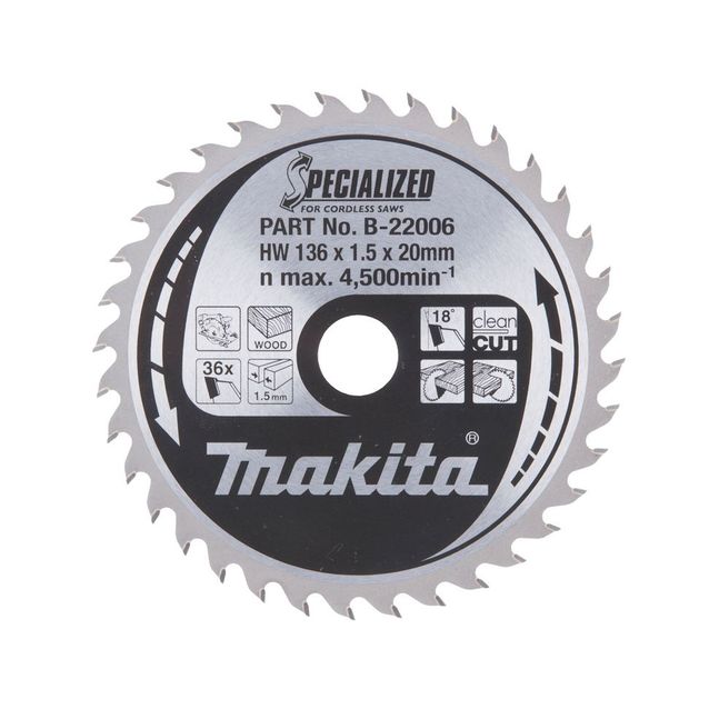 Pyörösahanterä Makita Specialized B-21006 136x20x1,5mm 36T