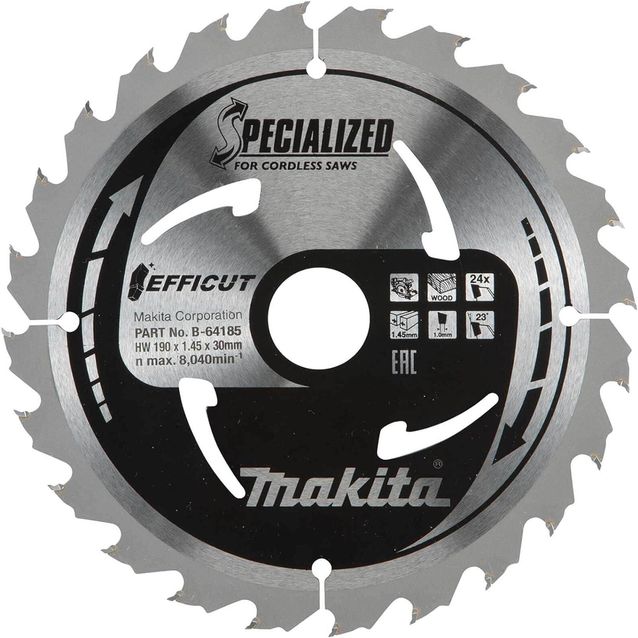 Pyörösahanterä Makita Efficut Specialized B-64185 190x30x1,45mm 24T