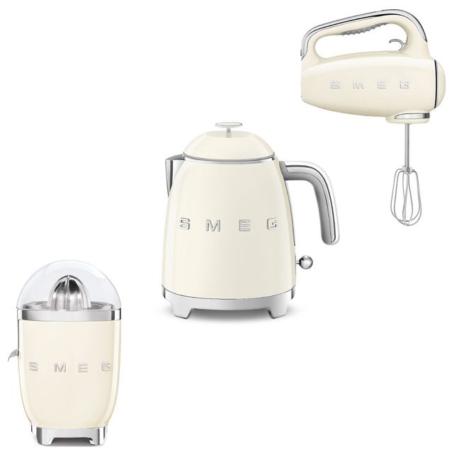 Tuotepaketti Smeg - sitruspuristin, sähkövatkain ja vedenkeitin KLF05 0,8 l, beige