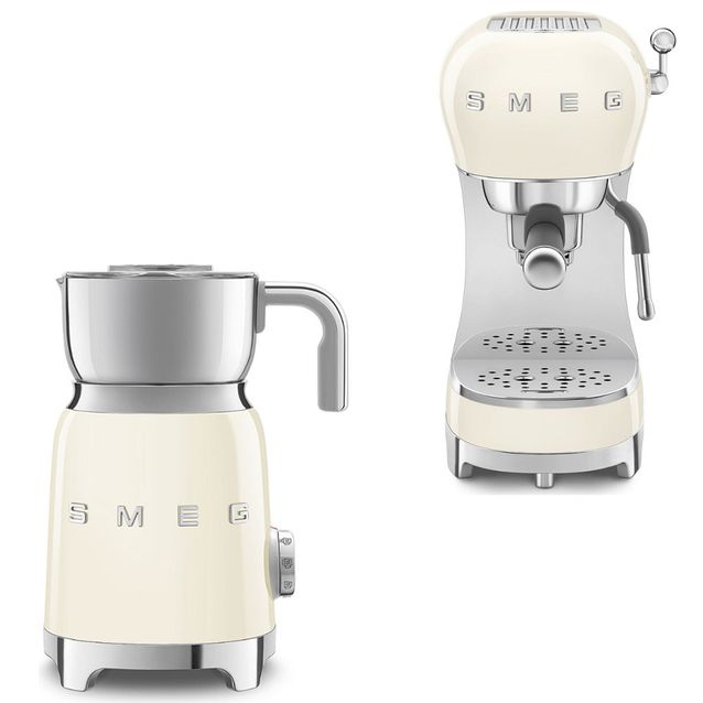 Tuotepaketti Smeg - espressokone ECF02 ja maidonvaahdotin MFF11, beige