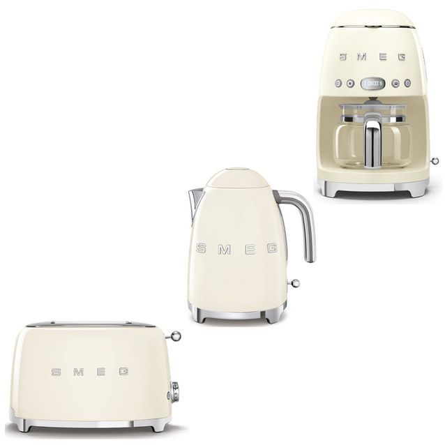 Tuotepaketti Smeg - vedenkeitin KLF03 1,7 l, kahvinkeitin ja leivänpaahdin TSF01, beige