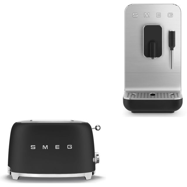 Tuotepaketti Smeg - leivänpaahdin TSF01 ja espressokone BCC12, musta