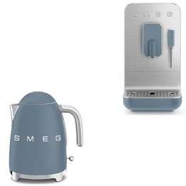 Tuotepaketti Smeg - vedenkeitin KLF03 1,7 l ja espressokone BCC12, sininen